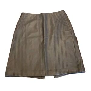 Context Womens Ladies Brown Leather Straight Skirt Size 10, Soft, Lined Classic